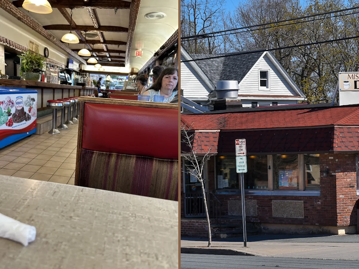 Cozy diner booths and tables near Broadway.